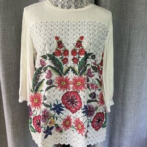 Desigual White Embellished 3/4 Sleeve